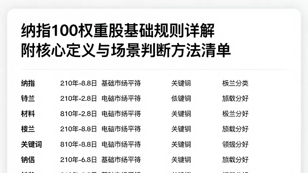 纳指100权重股基础规则详解附核心定义与场景判断方法清单