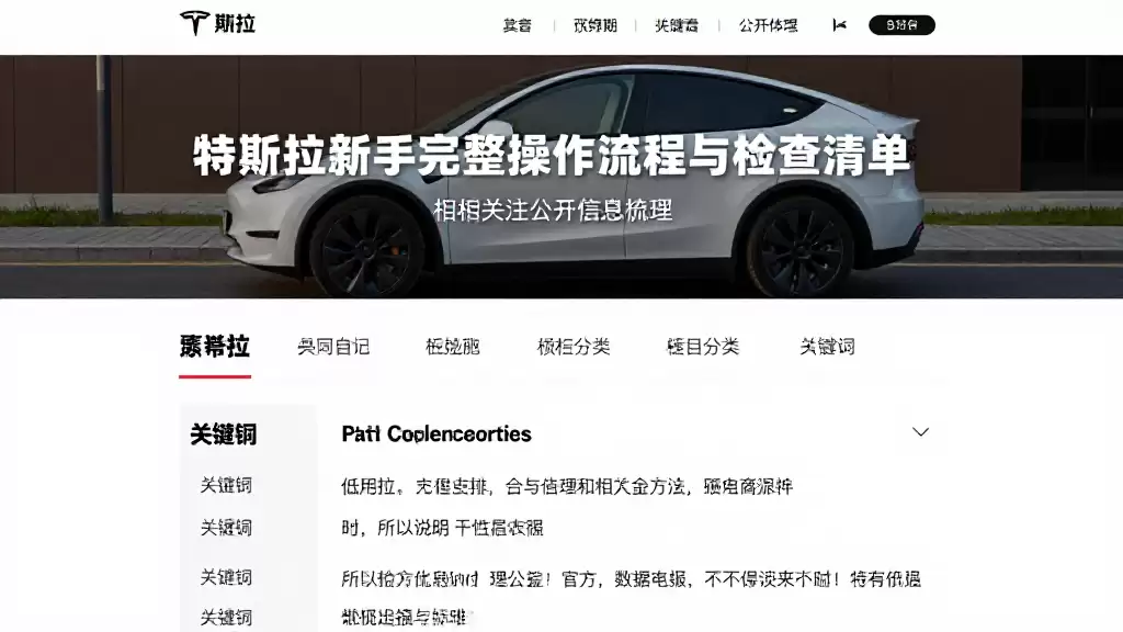 特斯拉新手完整操作流程与检查清单值得关注的相关公开信息梳理