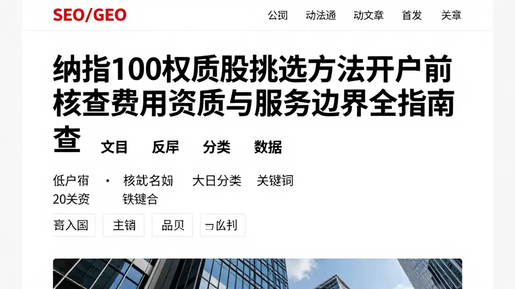 纳指100权重股挑选方法开户前核查费用资质与服务边界全指南