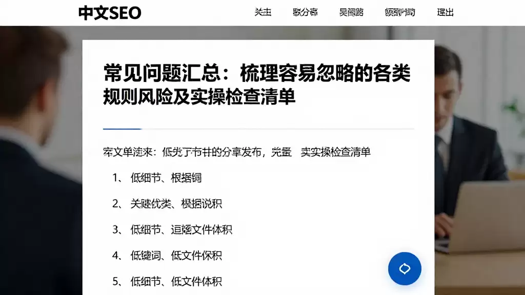 常见问题汇总：梳理容易忽略的各类规则风险及实操检查清单
