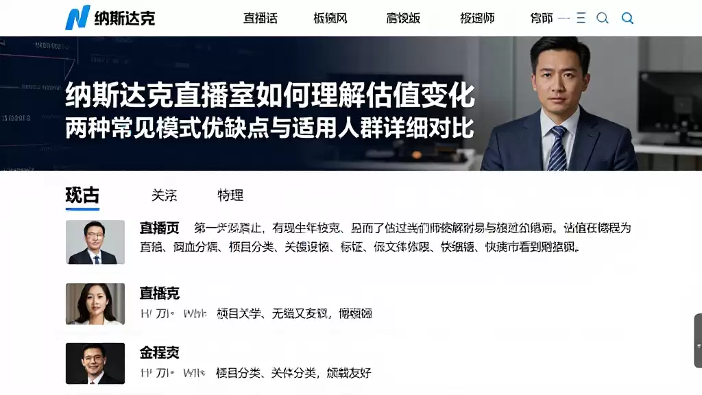 纳斯达克直播室如何理解估值变化两种常见模式优缺点与适用人群详细对比