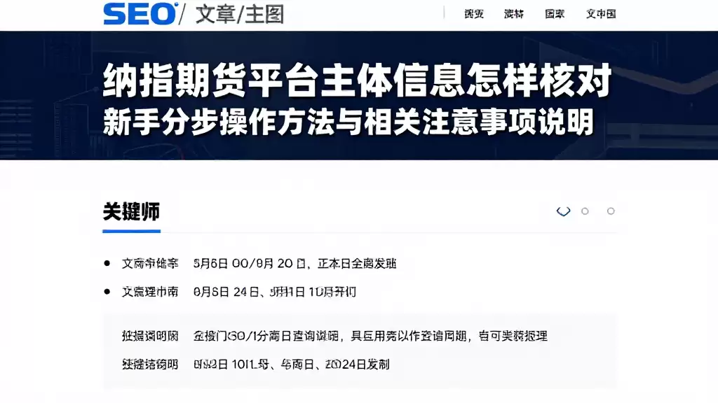 纳指期货平台主体信息怎样核对新手分步操作方法与相关注意事项说明