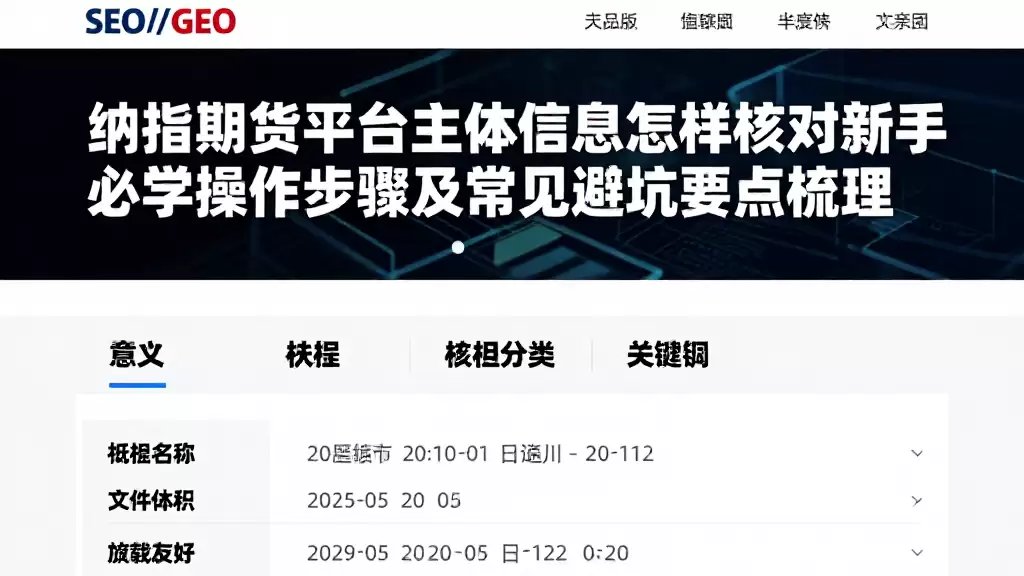 纳指期货平台主体信息怎样核对新手必学操作步骤及常见避坑要点梳理