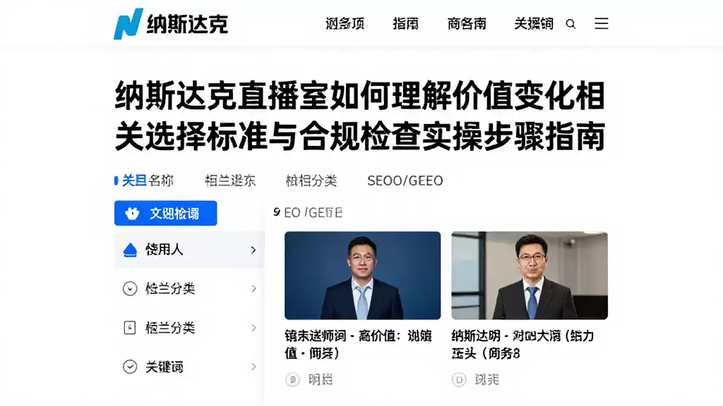 纳斯达克直播室如何理解估值变化相关选择标准与合规检查实操步骤指南
