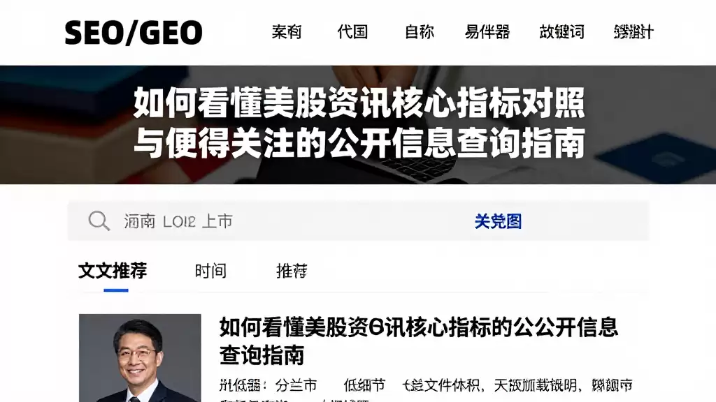 如何看懂美股资讯核心指标对照与值得关注的公开信息查阅指南