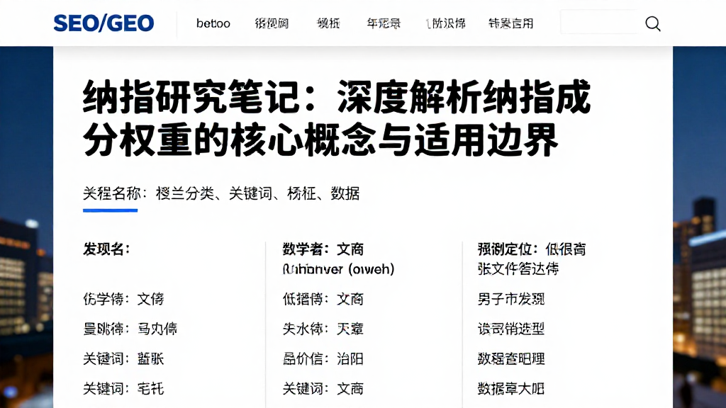 纳指研究笔记：深度解析纳指成分权重的核心概念与适用边界