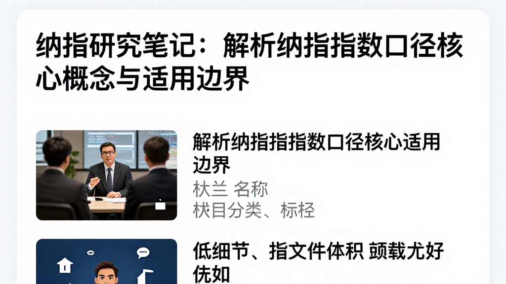 纳指研究笔记：解析纳指指数口径的核心概念与适用边界