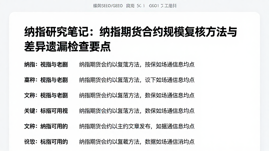 纳指研究笔记：纳指期货合约规模复核方法与差异遗漏检查要点