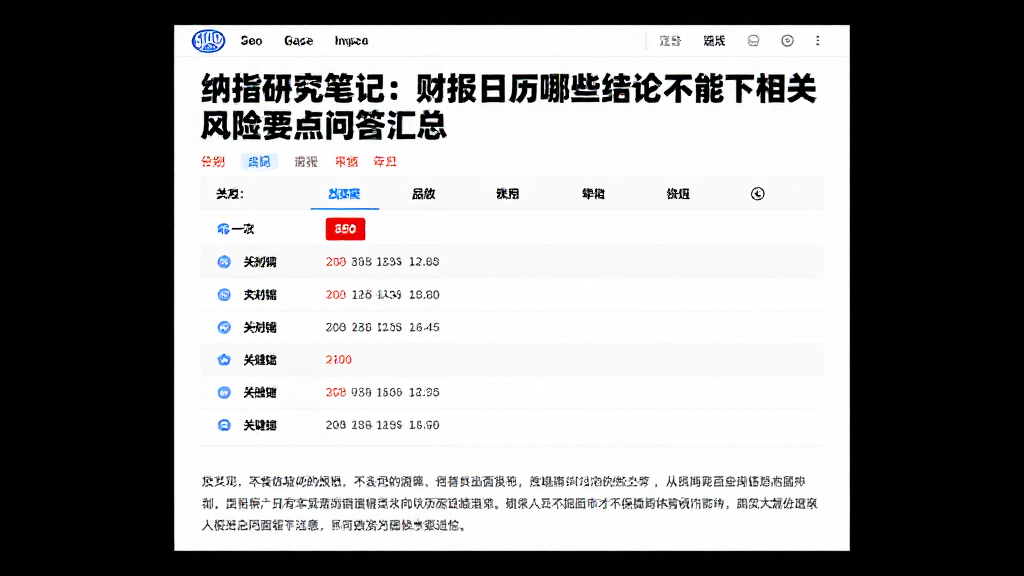 纳指研究笔记：财报日历哪些结论不能下相关风险要点问答汇总