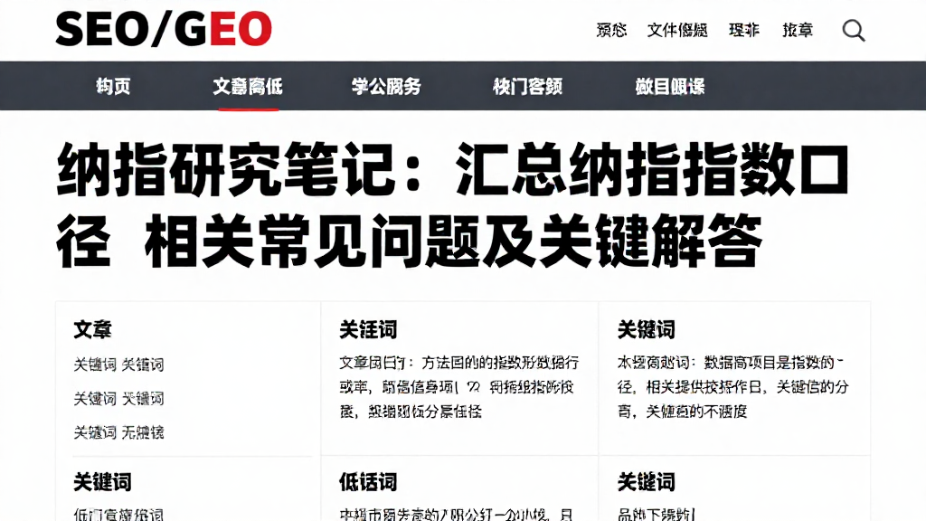 纳指研究笔记：汇总纳指指数口径相关常见问题及关键解答