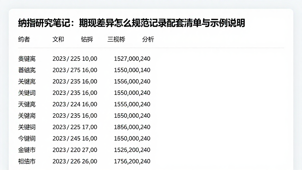 纳指研究笔记：期现差异怎么规范记录配套清单与示例说明