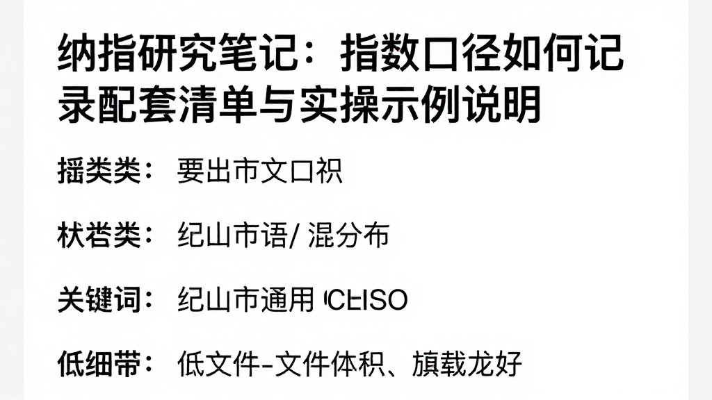 纳指研究笔记：指数口径如何记录配套清单与实操示例说明