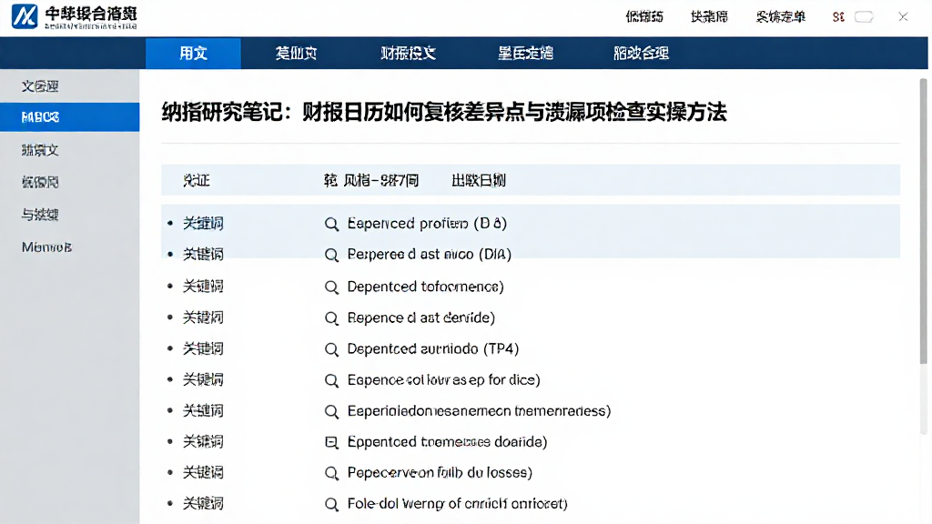 纳指研究笔记：财报日历如何复核差异点与遗漏项检查实操方法