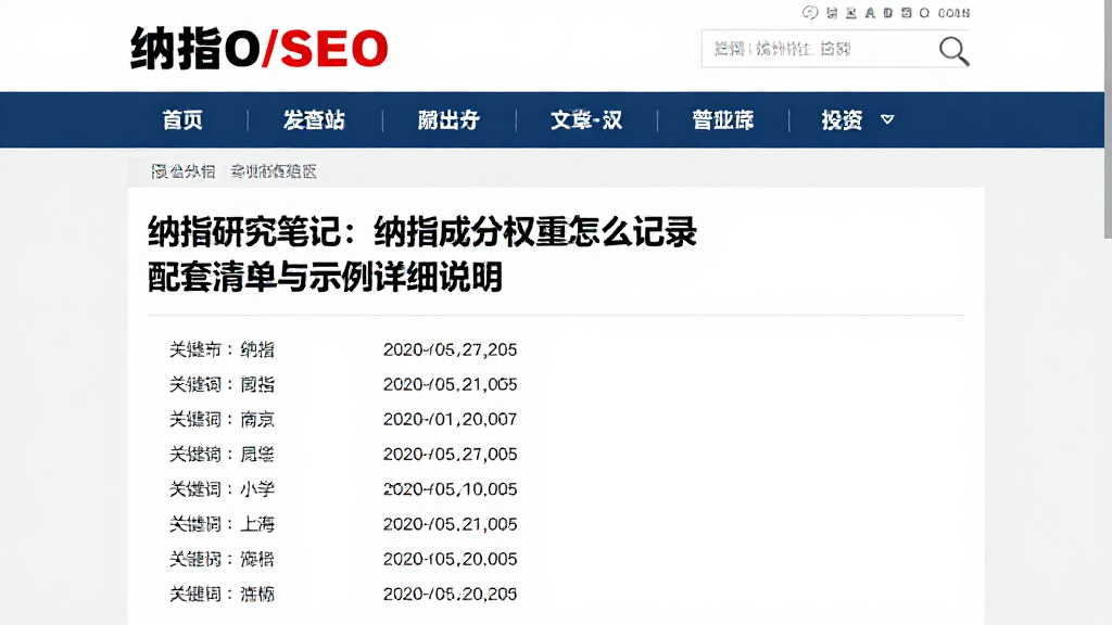 纳指研究笔记：纳指成分权重怎么记录配套清单与示例详细说明