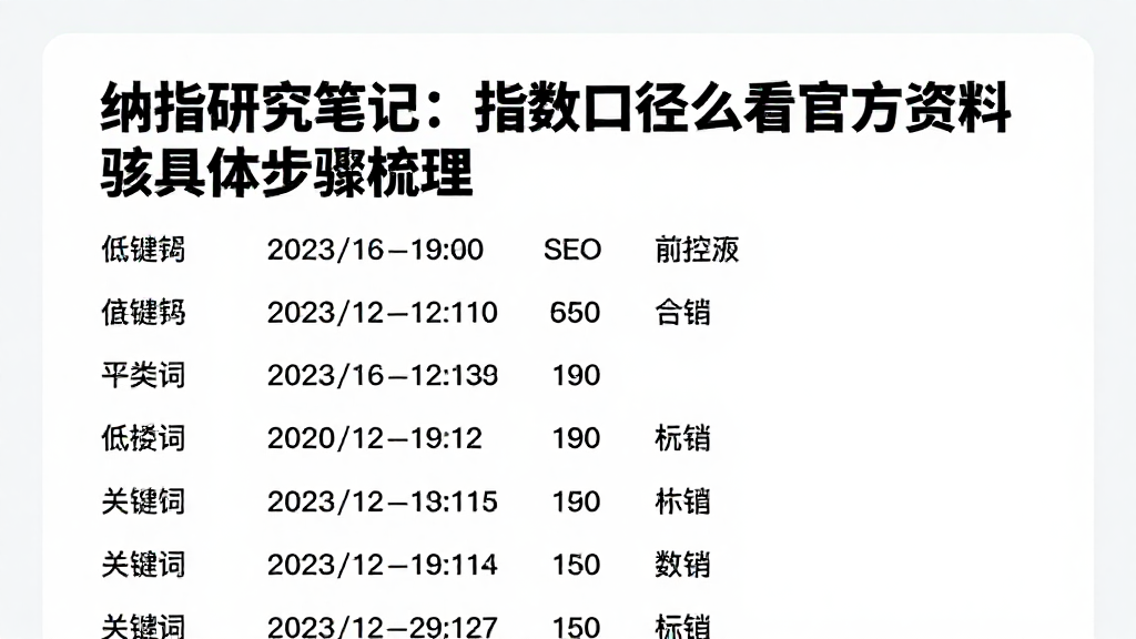 纳指研究笔记：指数口径怎么看官方资料核验具体步骤梳理