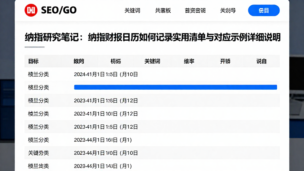 纳指研究笔记：纳指财报日历如何记录实用清单与对应示例详细说明