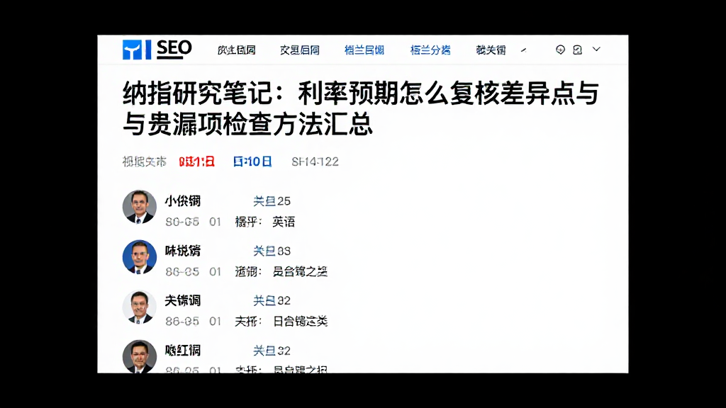 纳指研究笔记：利率预期怎么复核差异点与遗漏项检查方法汇总
