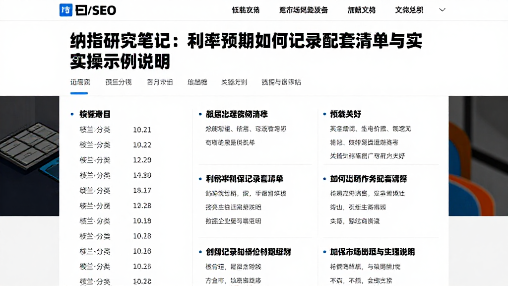 纳指研究笔记：利率预期如何记录配套清单与实操示例说明