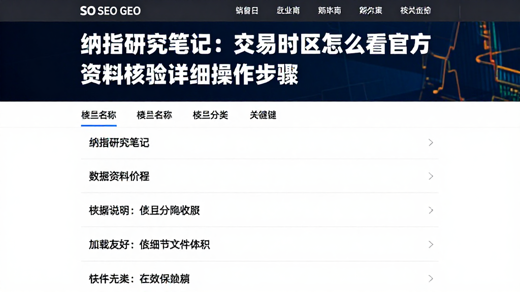 纳指研究笔记：交易时区怎么看官方资料核验详细操作步骤
