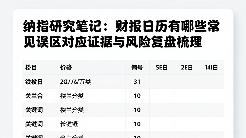 纳指研究笔记：财报日历有哪些常见误区对应证据与风险复盘梳理