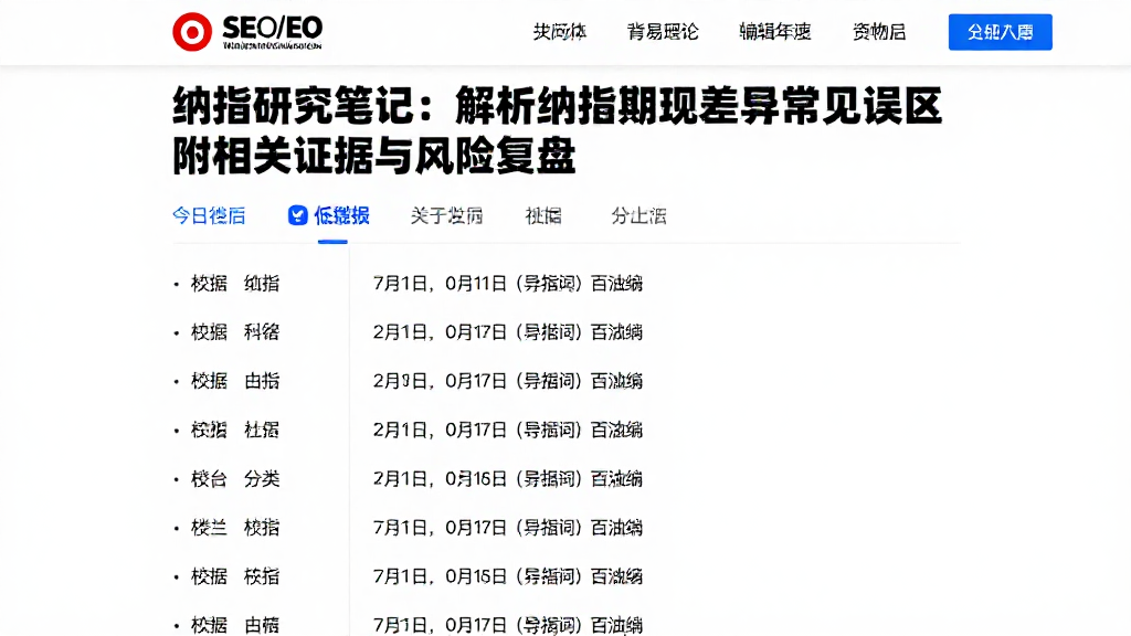 纳指研究笔记：解析纳指期现差异常见误区附相关证据与风险复盘