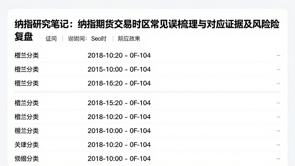 纳指研究笔记：纳指期货交易时区常见误区梳理与对应证据及风险复盘