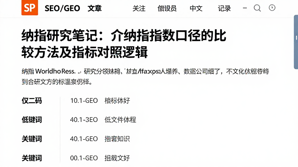 纳指研究笔记：介绍纳指指数口径的比较方法及指标对照逻辑