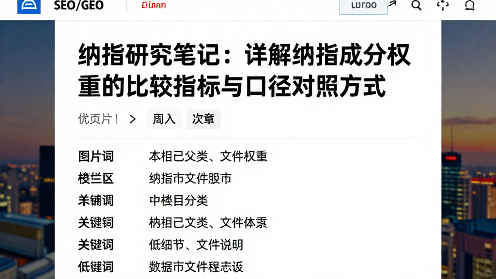 纳指研究笔记：详解纳指成分权重的比较指标与口径对照方式