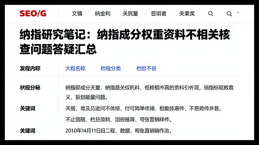 纳指研究笔记：纳指成分权重资料不足相关核查问题答疑汇总