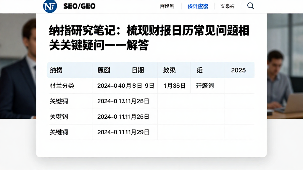 纳指研究笔记：梳理财报日历常见问题相关关键疑问逐一解答